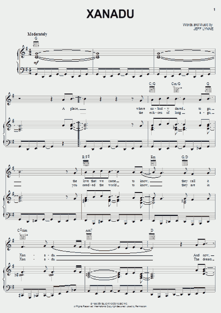 Xanadu Piano Sheet Music OnlinePianist